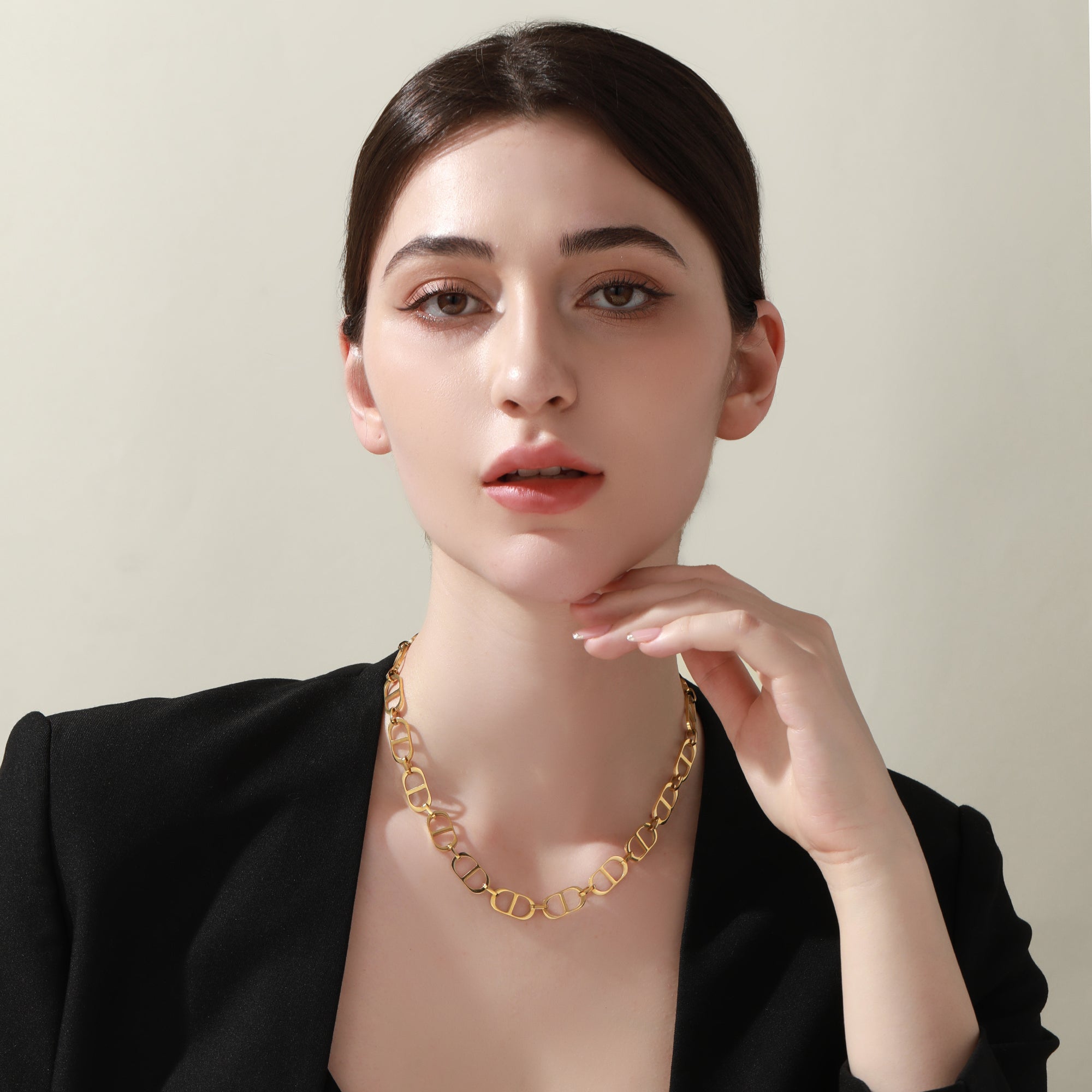 Titanium Steel D Link Chain Necklace Minimalist Pig Nose Waterproof Tarnish Free Jewelry For Women