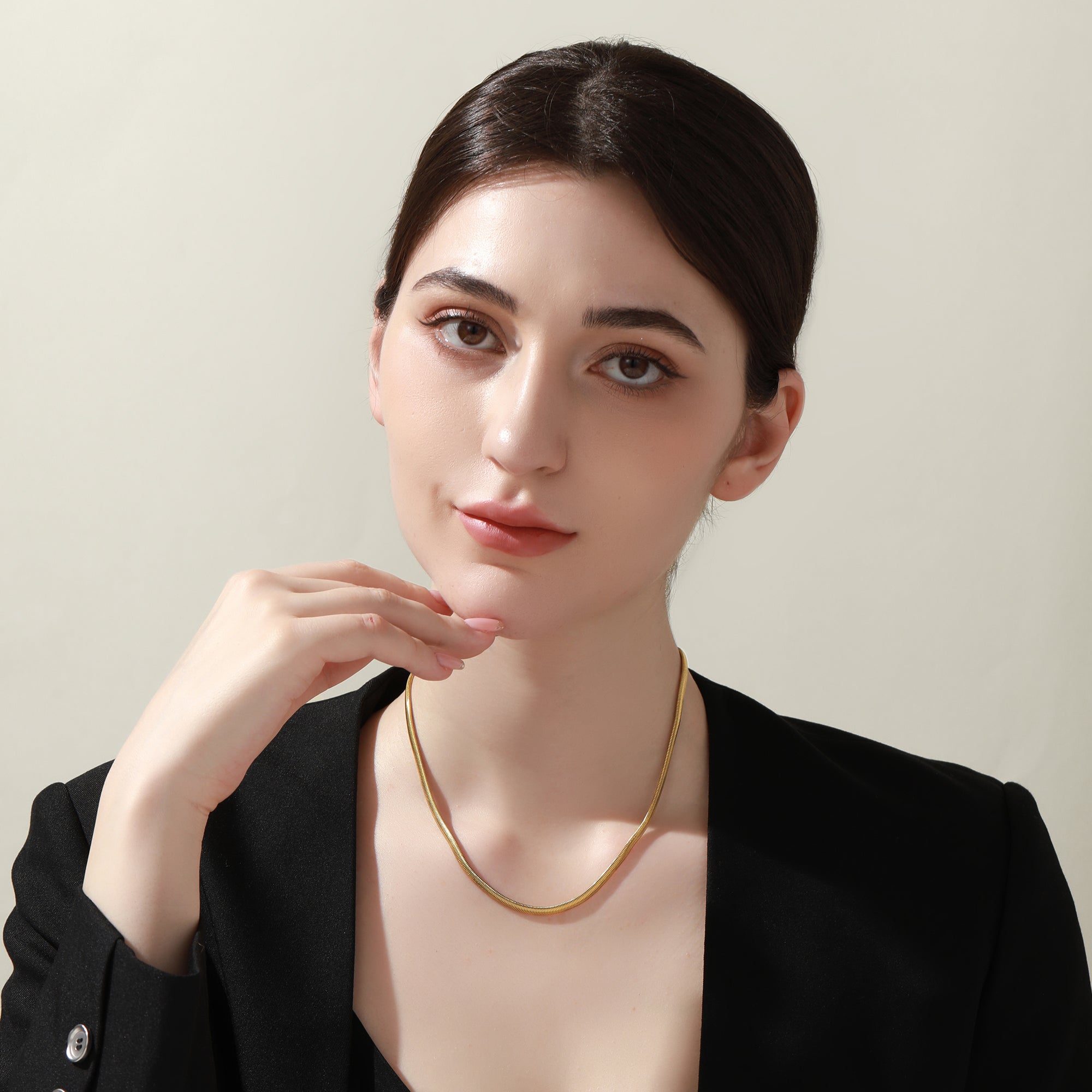 Titanium Steel Gold Herringbone Chain Necklace Minimalist Jewelry For Women