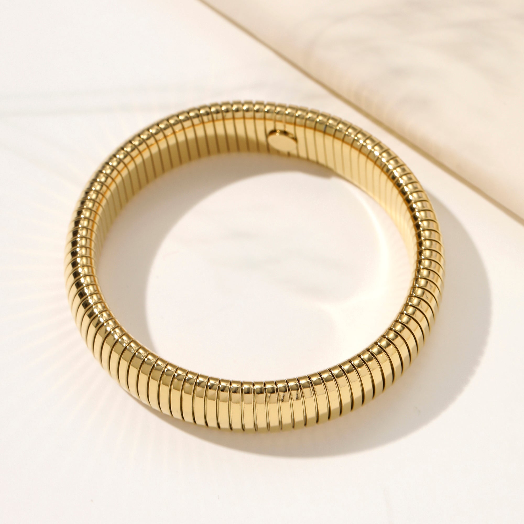 Gold Flexible Omega Chain Bracelet Titanium Steel Minimalist