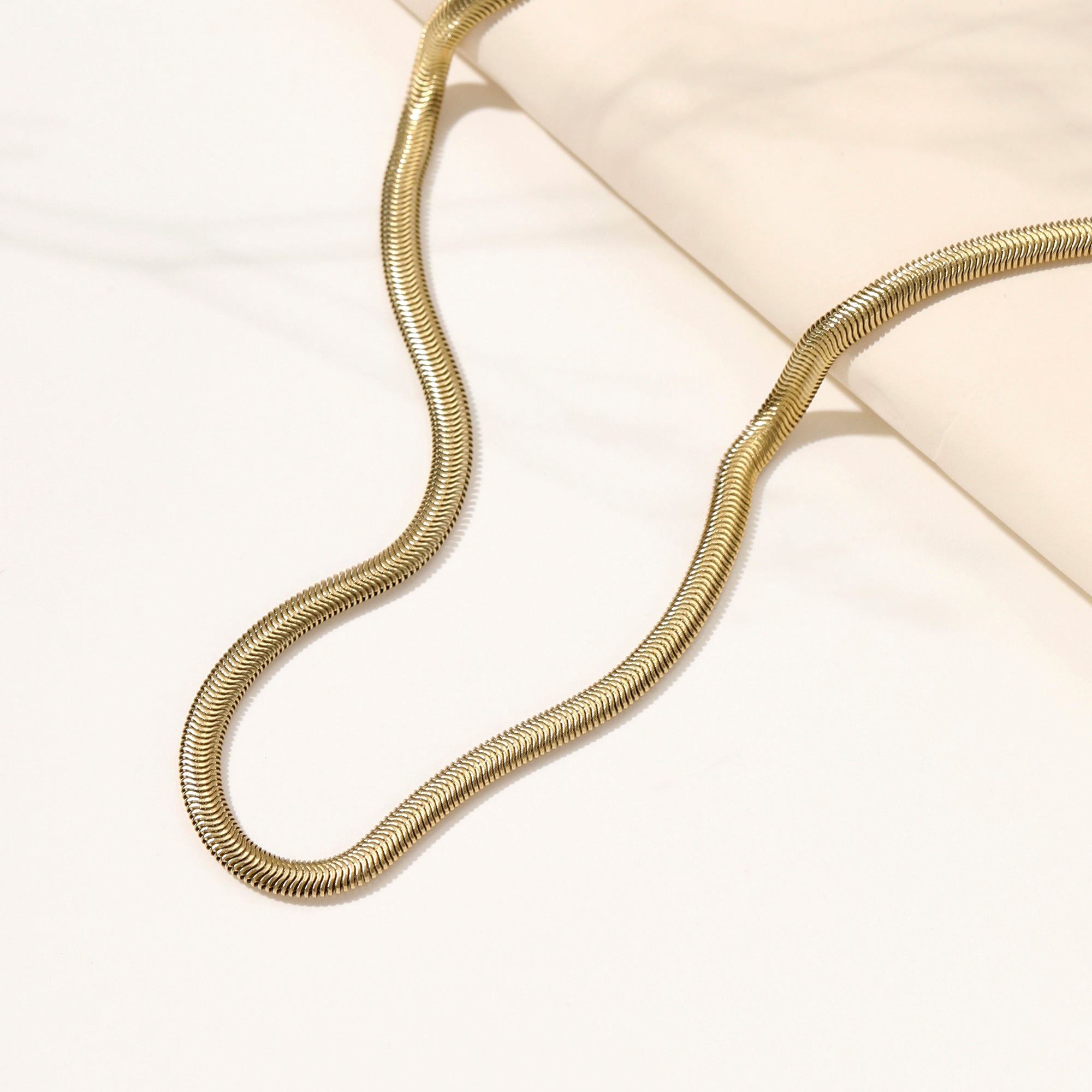 Titanium Steel Gold Herringbone Chain Necklace Minimalist Jewelry For Women