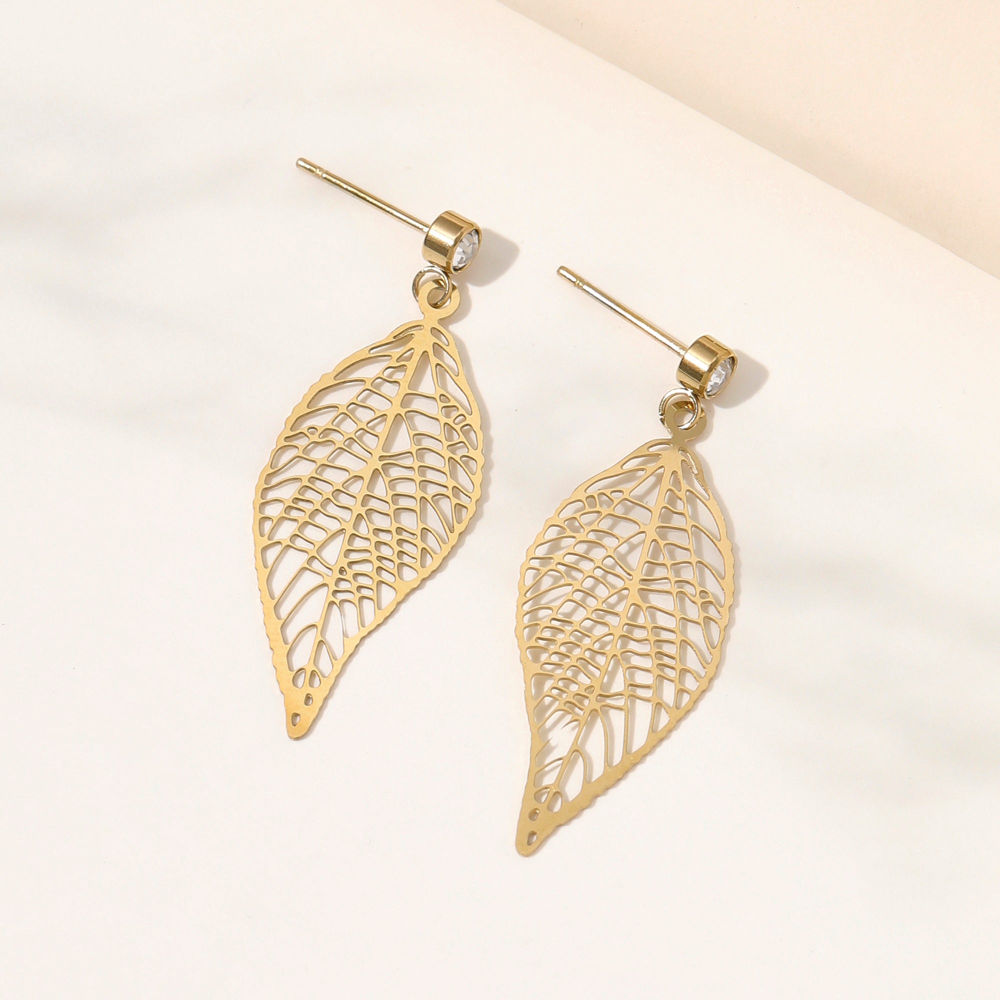 Gold Hollow Leaf Earrings for Women, Lightweight Dainty Everyday Jewelry
