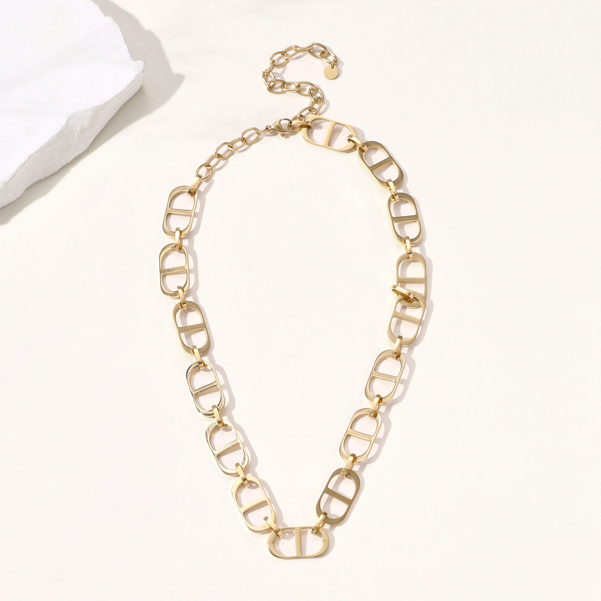 Titanium Steel D Link Chain Necklace Minimalist Pig Nose Waterproof Tarnish Free Jewelry For Women